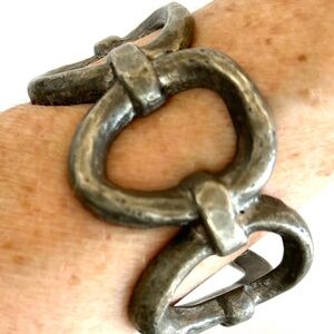 Hand Cast French Vintage Brutalist Modernist Cuff Bracelet 1930's -50's